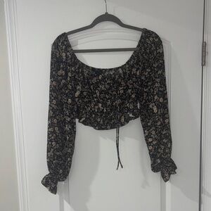 Forever 21 Black Floral Blouse